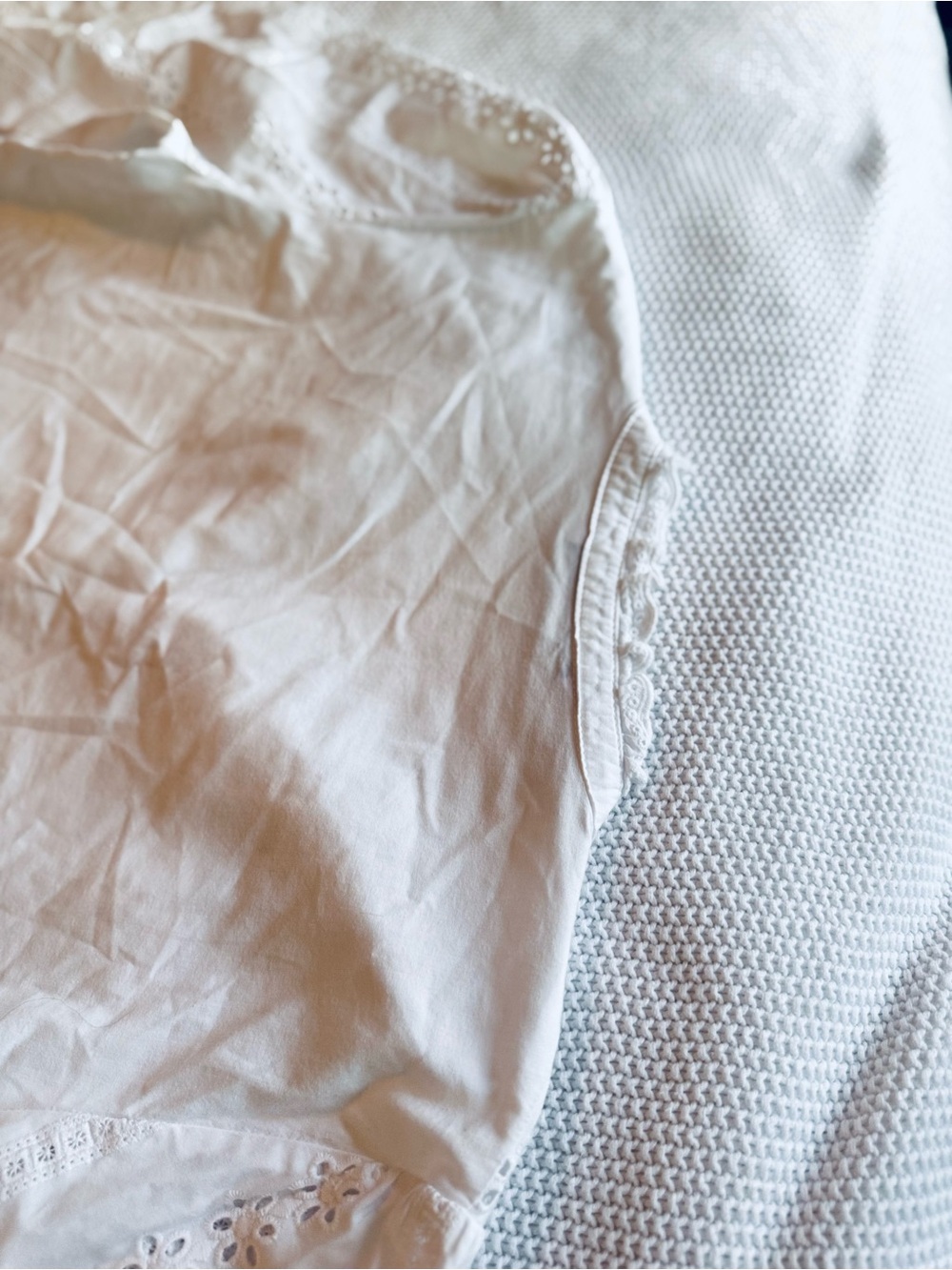 ZARA White Eyelet Lace Blouse w Ruffle Trim Feminine Womens Top - Picture 10 of 14